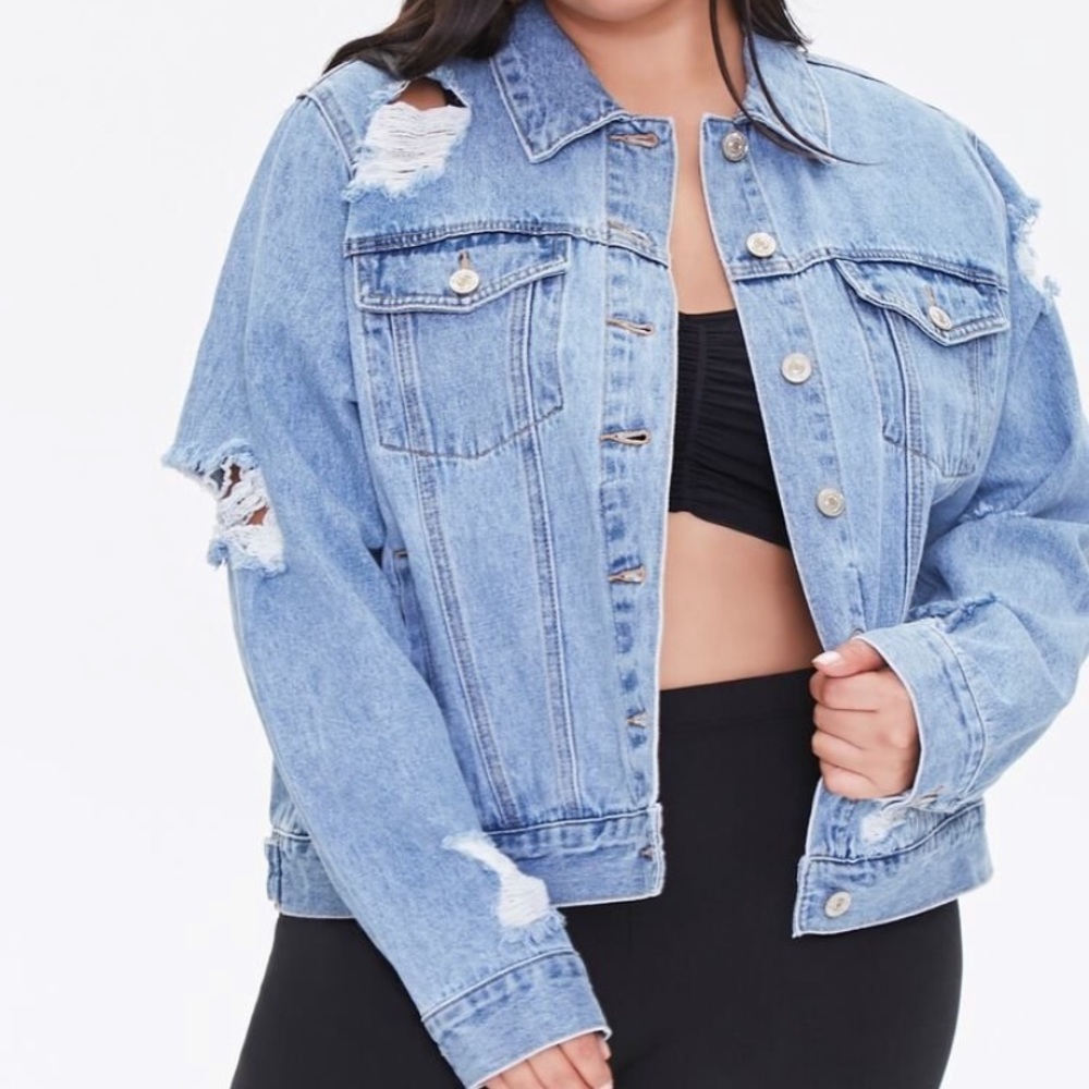 Distressed denim jacket NWT